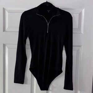 Ambiance Black Zip-Up Bodysuit